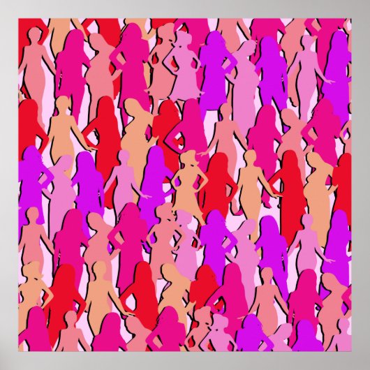 Roze vrouwen Silhouette Poster (Voorkant)
