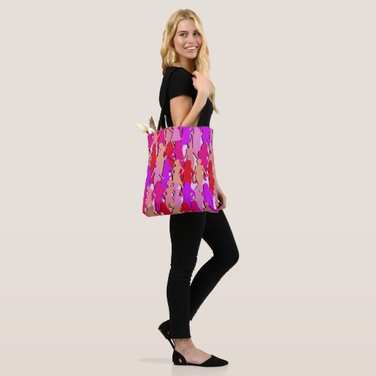 Roze Vrouwen Silhouetten Tote Bag (Op model)