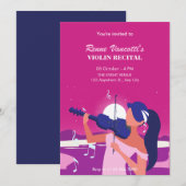 Roze vrouwen spelen viool recital kaart (Voorkant / Achterkant)