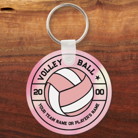 Roze Vrouwen Volleybal Gift Souvenir Sleutelhanger (Voorkant)