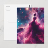 Roze, vrouwenvormige nevel in de ruimte briefkaart (Voorkant / Achterkant)
