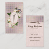 roze vrouwtjes florale schaar haarstylist visitekaartje (Voorkant / Achterkant)