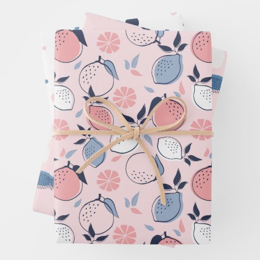 Roze Vruchten Patroon Inpakpapier Vel (In situ)