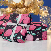 Roze vruchten zwart decor