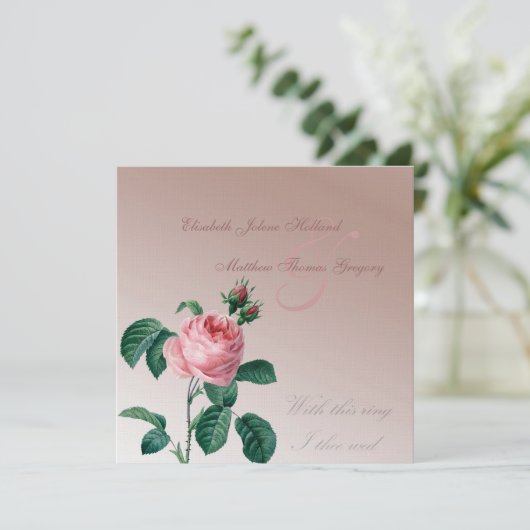 Roze vuist Roos bruiloft Kaart (Staand voorkant)