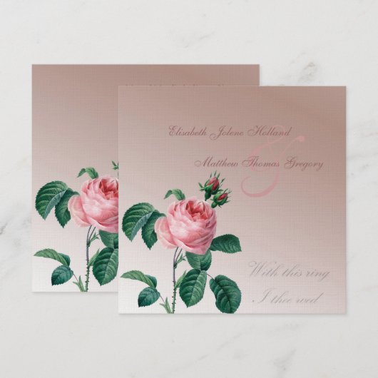 Roze vuist Roos bruiloft Kaart (Voorkant / Achterkant)