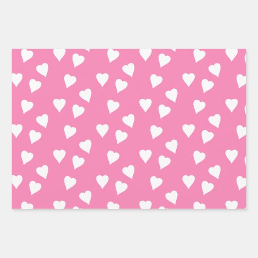 Roze vulling met witte harten inpakpapier vel (Voorkant 3)