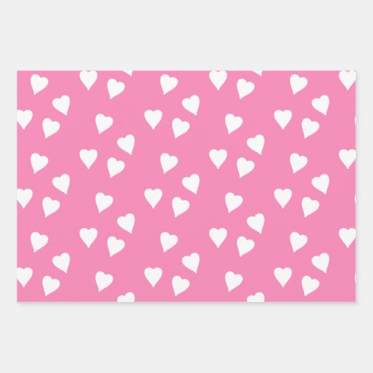 Roze vulling met witte harten inpakpapier vel (Voorkant 2)