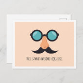 Roze vun Man met bril Briefkaart (Voorkant / Achterkant)