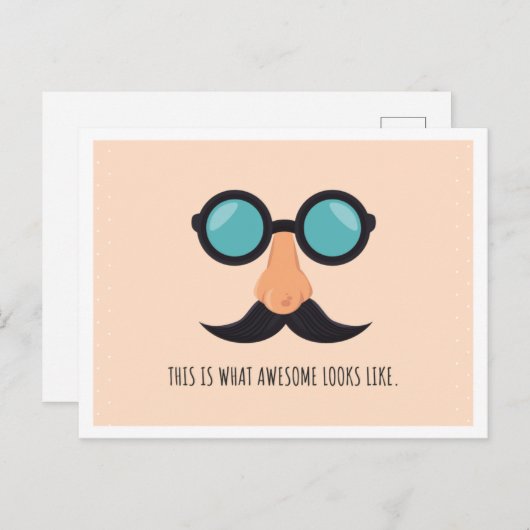 Roze vun Man met bril Briefkaart (Voorkant / Achterkant)