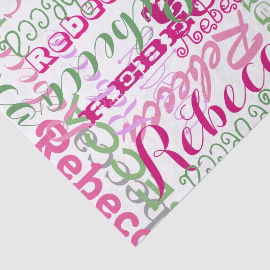 Roze vun Naam Collage Allover Afdrukken Tissuepapier (Detail)