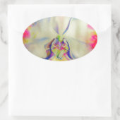 Roze vuurorchidee, surrealistische waterverf flora ovale sticker (Tas)