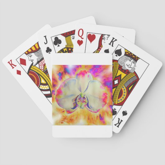 Roze vuurorchidee, surrealistische waterverf flora speelkaarten (Achterkant)