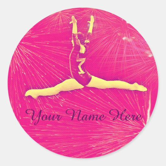 Roze "vuurwerk" gymnast sticker (Voorkant)