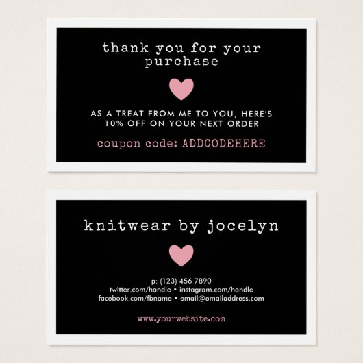 Roze waardebon Code Small Business Visitekaartje (Voorkant /achterkant)