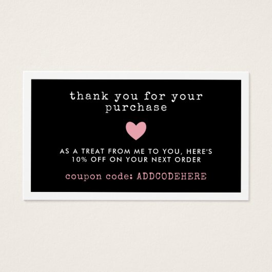 Roze waardebon Code Small Business Visitekaartje (Voorkant)