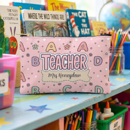 Roze waardering voor leraren schoolbrieven patroon etui