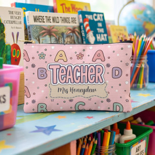 Roze waardering voor leraren schoolbrieven patroon etui
