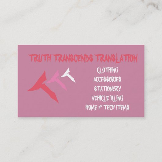 Roze waarheidsbiz-kaart visitekaartje (Voorkant)
