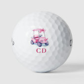 Roze wagen monogram initiaal golfballen (Voorkant)