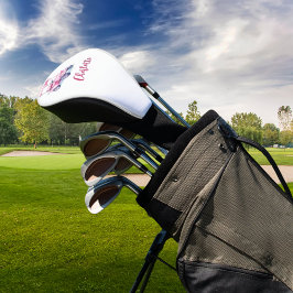 Roze wagen monogram schrift golfheadcover