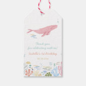 Roze Walvis 1e Verjaardag Bedankt Cadeau Labels Cadeaulabel (Voorkant)