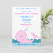 Roze Walvis 5x7 Verjaardagsuitnodiging Kaart (Staand voorkant)