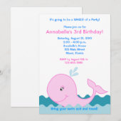 Roze Walvis 5x7 Verjaardagsuitnodiging Kaart (Voorkant / Achterkant)