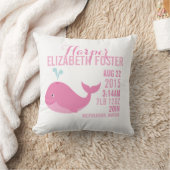 Roze walvis - Aankondiging van geboorteregeling Kussen (Deken)