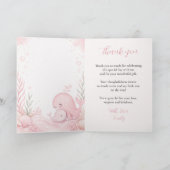 Roze Walvis Baby Shower Bedankkaart (Binnen)