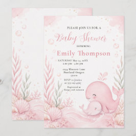 Roze Walvis Baby Shower Onder de Zee Kaart
