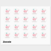 Roze walvis Boekplaten Ronde Sticker (Vel)