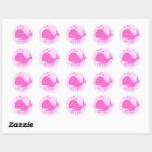 Roze walvis cartoon stickers voor baby showers. (Vel)