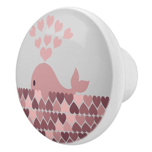 Roze walvis en harten keramische knop (Rechts)