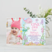 Roze Walvis Foto Oneder het Zee 1e Verjaardag Kaart (Staand voorkant)