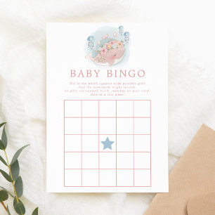 Roze Walvis Meisje Baby Shower Bingo Spel Uitnodig Kaart