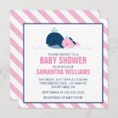 Roze Walvis Meisje Baby shower Kaart (Voorkant / Achterkant)
