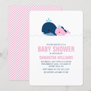 Roze Walvis Meisje Baby shower Kaart
