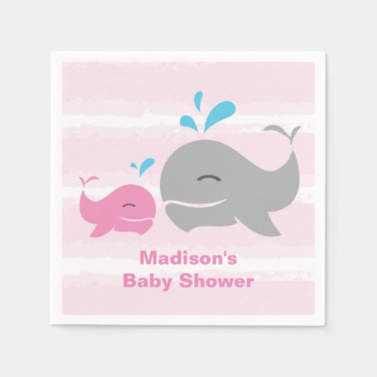 Roze walvis Nautisch Baby shower servet (Voorkant)