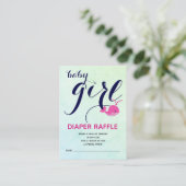 Roze walvis oceaan Luier Raffle Baby Meisje Douche Informatiekaartje (Staand voorkant)