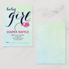 Roze walvis oceaan Luier Raffle Baby Meisje Douche Informatiekaartje