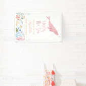 Roze walvis onder het Zee Baby shower Welkom Spandoek (Insitu)
