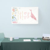 Roze walvis onder het Zee Baby shower Welkom Spandoek (Beurs)