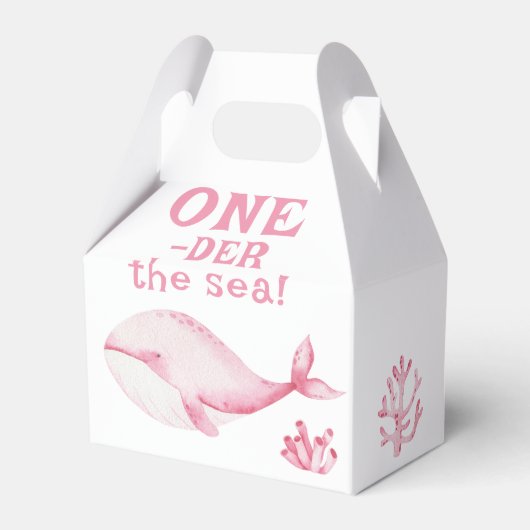 Roze Walvis Oneder De Zee 1e Verjaardag Bedankdoosjes (Voorkant Zijde)