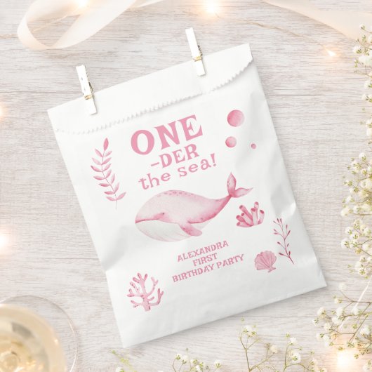 Roze Walvis Oneder De Zee 1e Verjaardag  Bedankzakje (Geknipt)