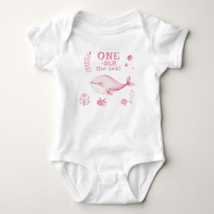 Roze Walvis Oneder De Zee 1e Verjaardag Romper