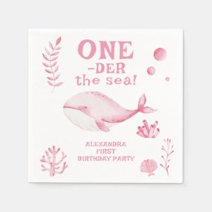 Roze Walvis Oneder De Zee 1e Verjaardag Servet