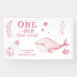 Roze Walvis Oneder De Zee 1e Verjaardag Spandoek