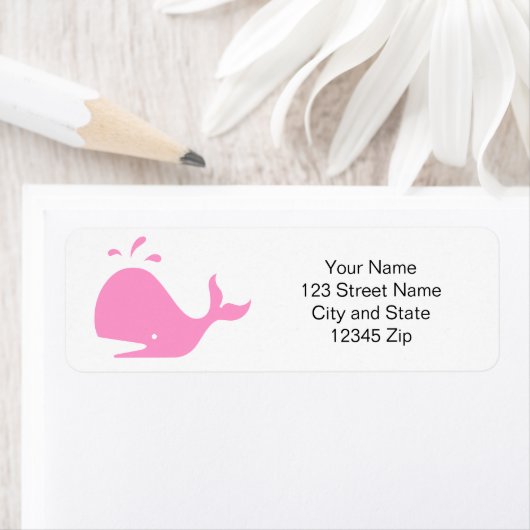 Roze walvis retour adreslabels etiket (Insitu)