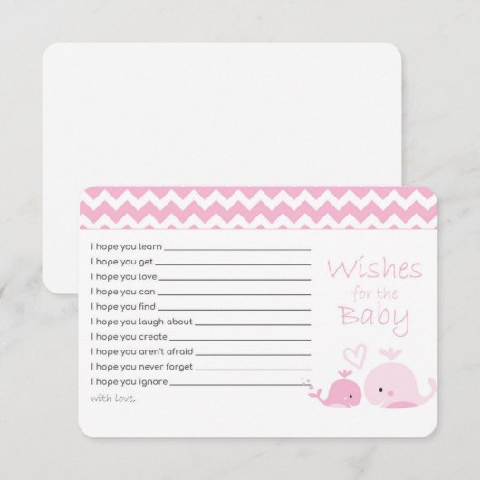Roze walvis wenst baby kaart (Voorkant / Achterkant)